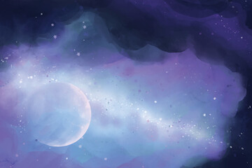Obraz na płótnie Canvas hand painted watercolor galaxy wallpaper background vector design illustration