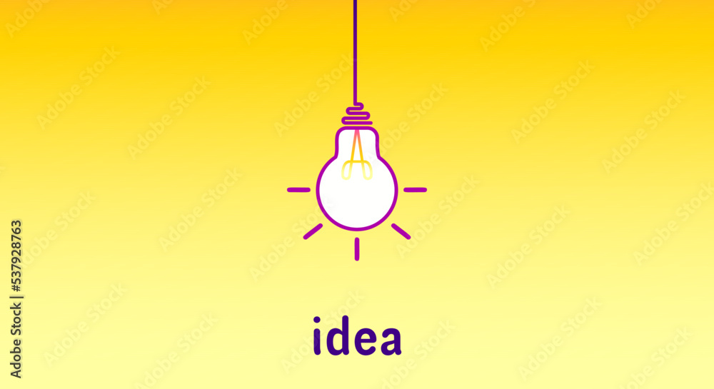 Poster bright idea and insight concept with light bulb. trendy flat vector light bulb icons with concept of