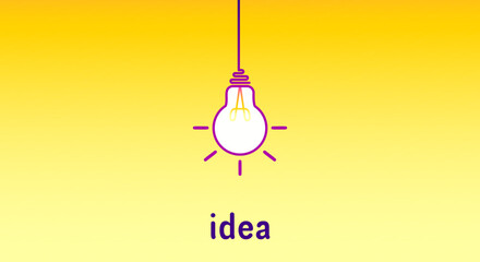 Bright idea and insight concept with light bulb. Trendy flat vector light bulb icons with concept of idea