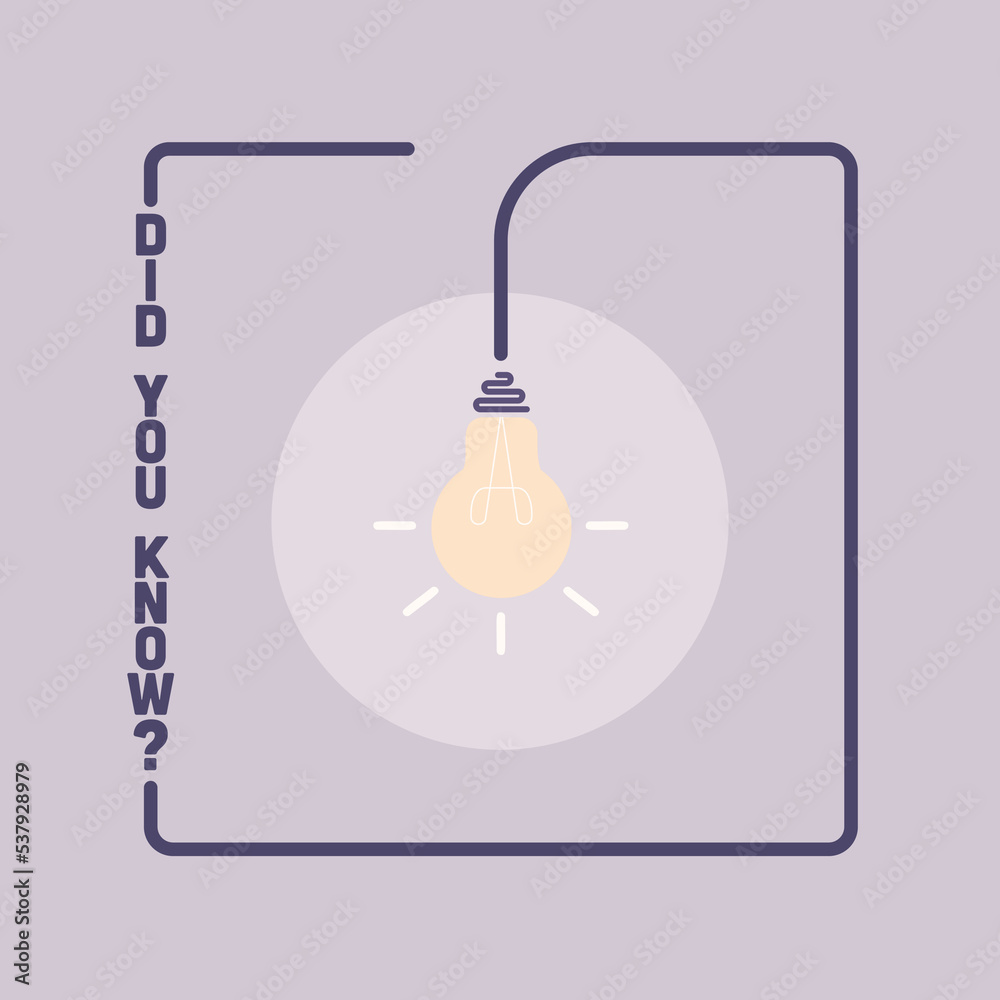 Poster did you know label design with light bulb and rays. logo design