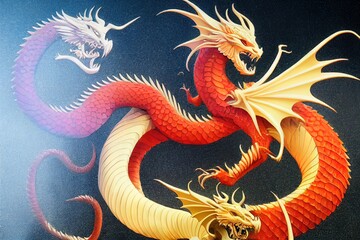 Obraz premium Red dragon in stone background