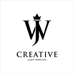 JW Letter WithCrown Logo Design Template