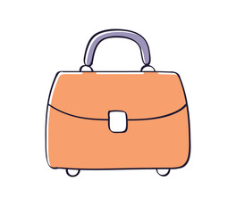 Brown business handbag or briefcase bag isolated vector illustration