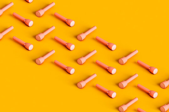 rows of many pink torches