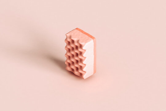 a pink sponge. 3d render