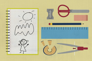 illustration with back-to-school material