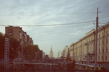 Traveling by Russia classic architecture: city urban space in Moscow