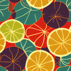 Fototapeta na wymiar Hawaiian seamless pattern with tropical fruits. Exotic fruit seamless pattern repeat background