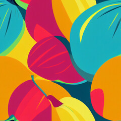 Hawaiian seamless pattern with tropical fruits. Exotic fruit seamless pattern repeat background