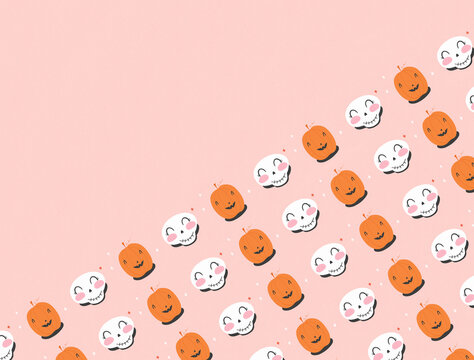 Skull and pumpkin Happy Halloween pattern