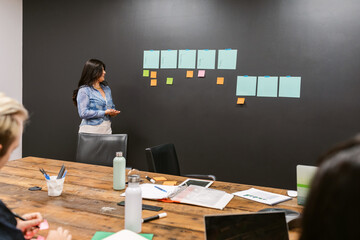 Business woman in meeting discussing weekly plan
