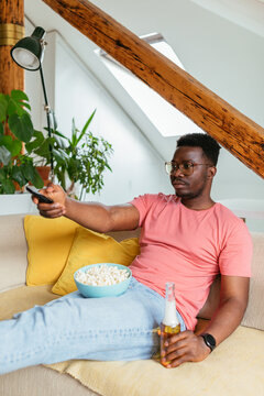 Man Watching Game on Tv