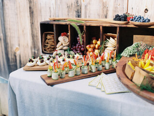 Colorful and healthy food arranged beautifully