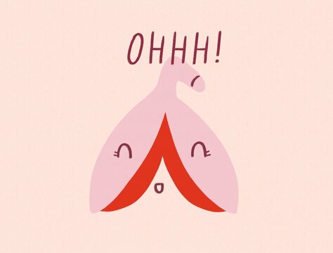 Happy clitoris woman anatomy illustration