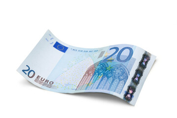 Twenty Euro banknote on white background