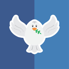 Isolated peace dove pigeon holding laurel wreath poster Vector