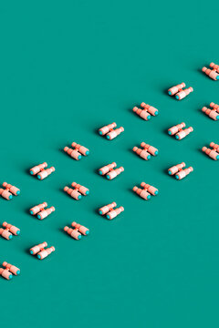 rows of pink binoculars