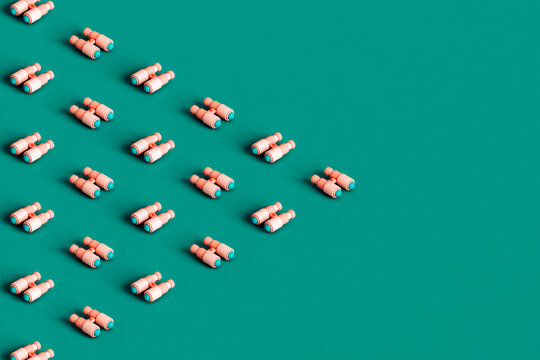 triangle of pink binoculars. 3d render