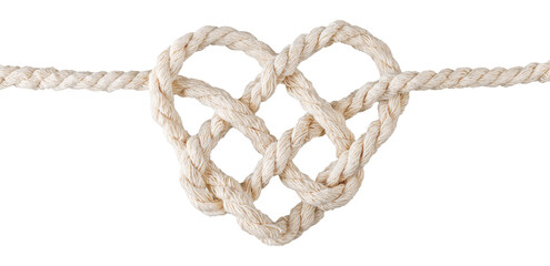 Rope with heart isolated on white background