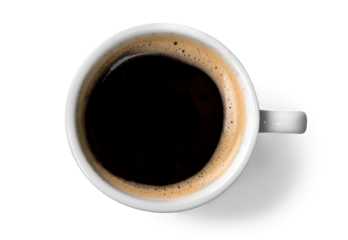Black coffee in white cup isolated on  background
