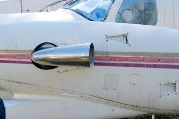 Abanonded airplane with a turboprop exhaust