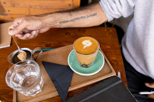 Espresso Cortado with brown sugar