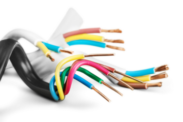 Core armored cooper cable on  background