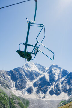 Chairlift Without Anyone Mountain Landscape Sunny Day
