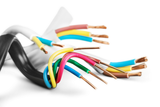 Core armored cooper cable on  background