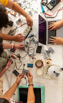 Overhead view of an electronics project