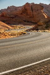 Snaking Road In Orange Rocky Desert