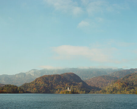 Autumn view of Bled Island. Slovenia. 