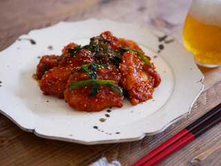 唐揚げの甘辛ソース和え