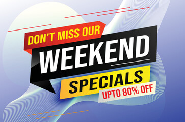 Weekend Special sale tag. Banner design template for marketing. Special offer promotion retail. background banner modern graphic design for advertising store shop, online store, website