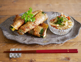 ズッキーニの豚バラ巻き