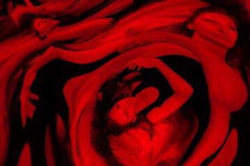 Elegant portrait with interwined hands. 