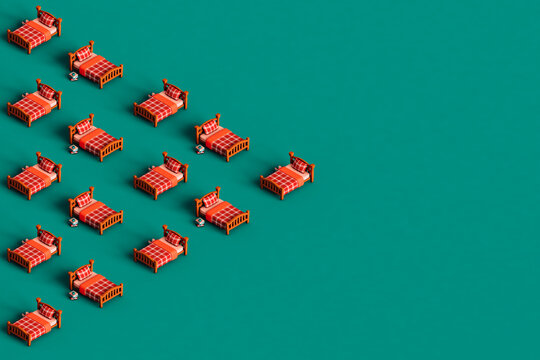 3d render of triangle made of cosy beds and books