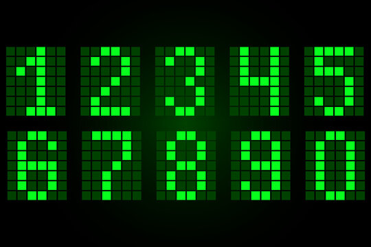 green clock black background. Time clock. Neon font. Vector illustration. Stock picture. 