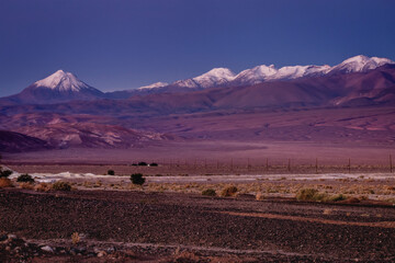 Fototapeta na wymiar Licancabur volcano at sunrise, Atacama desert landscape, Chile, South America