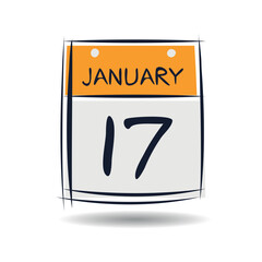 Creative calendar page with single day (17 January), Vector 
