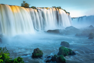 Naklejka premium Iguazu Falls dramatic landscape, view from Brazil side, South America