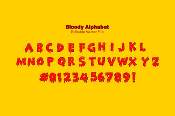 Bloody melted font for halloween. Dripping font vector. Scary font vector.