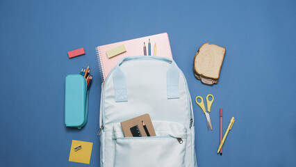 Children's backpack and school supplies
