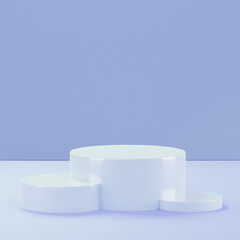 3d render podium product display geometric blue pastel theme