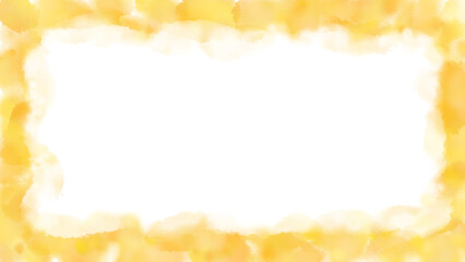 半透明な雲や煙のようなフワフワした薄めの水彩フレーム画像素材　PNG／JPEG　16:9　8K UHDサイズ　橙・黄色・金／オレンジ・イエロー・ゴールド