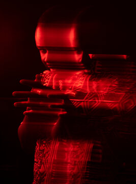 Portrait of young man with double/long exposure effect. 