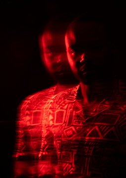 Portrait of young man with double/long exposure effect. 