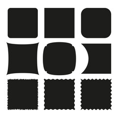 black geometric squares. Brush stroke style. Ink paint brush stain. Vector illustration. stock image. 