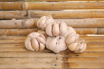 garlic on wooden background