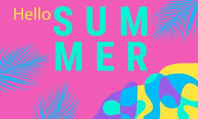 Colorful summer background layout banner design. Horizontal poster, greeting card, header for website. Eps10